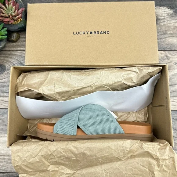 NIB Lucky Brand Sieko 7.5M Knit Woven Slip On Platform Slide Sandals - Picture 9 of 11